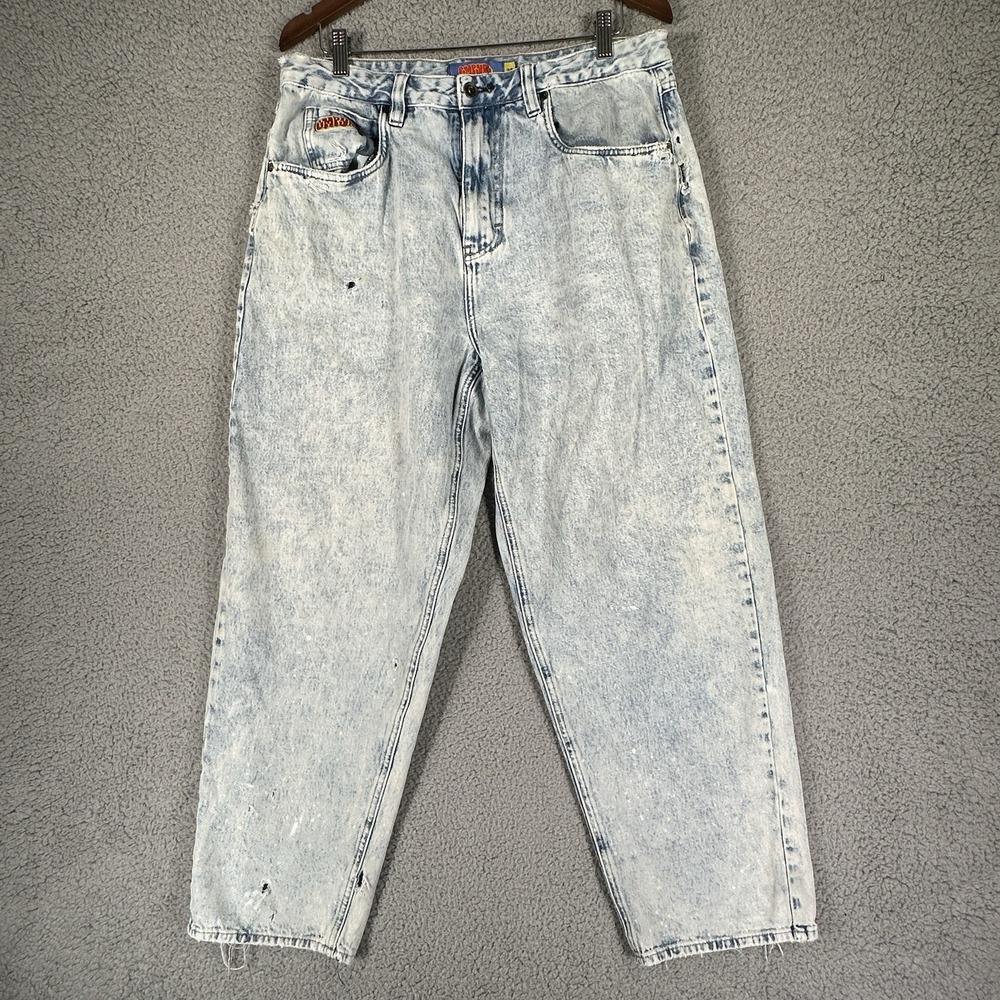 Empyre Easy Now 32 Distressed‎ Stonewashed Baggy  Blue Y2K Grunge Thrash Skate